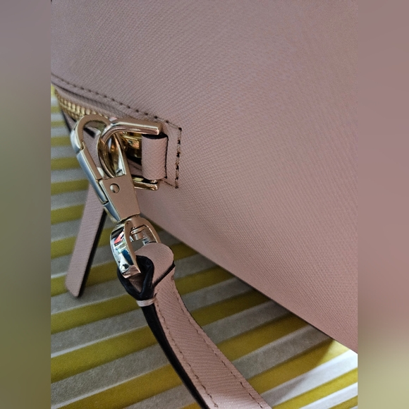 NWOT Kate Spade Blush Pink Crosshatch Leather Satchel Handbag w/ Crossbody Strap - Picture 12 of 16